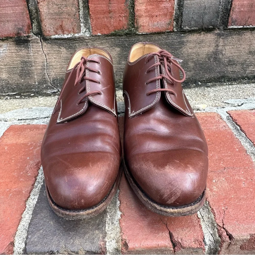 Paraboot Made in France Cognac Lace Up Leather Dress Shoes UK 6.5K EU40 US 7.5